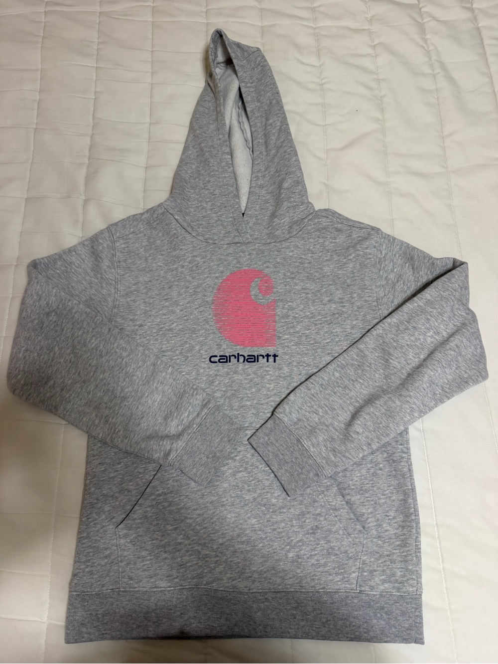 💥 KIDS Carhartt Gray Hoodie with Pink Logo